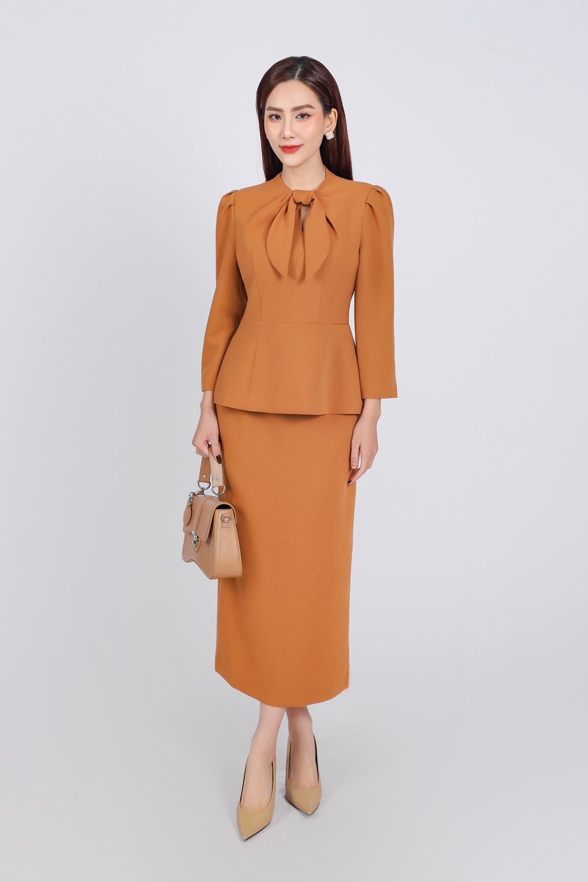 BJD93261 - Chân váy công sở vải thô dày dáng suông dài khoá thân sau - PANTIO