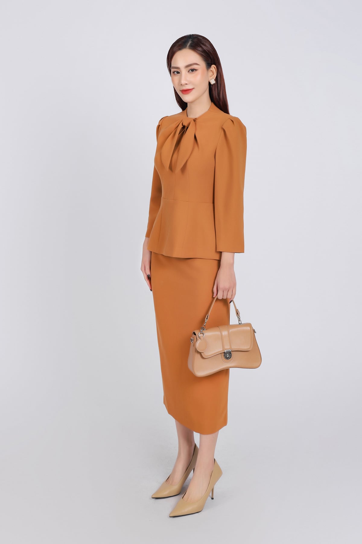 BJD93261 - Chân váy công sở vải thô dày dáng suông dài khoá thân sau - PANTIO