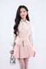 BKM33435 - Áo khoác gile vải thô dày cổ tròn gấu xẻ cài khuy bọc thân trước kèm cà vạt chun - JAN.