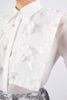 BAS12997 - Áo kiểu công sở vải tơ dáng suông có lót vải habutai cài cúc thân phối vạt đính hoa 3D trang trí - PANTIO