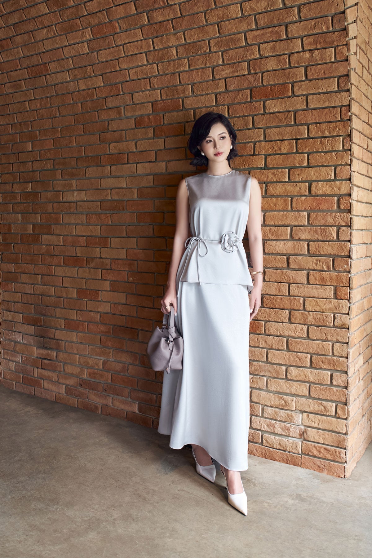 BJD13281 - Chân váy dài vải lụa dáng chữ A khoá thân sau - PANTIO