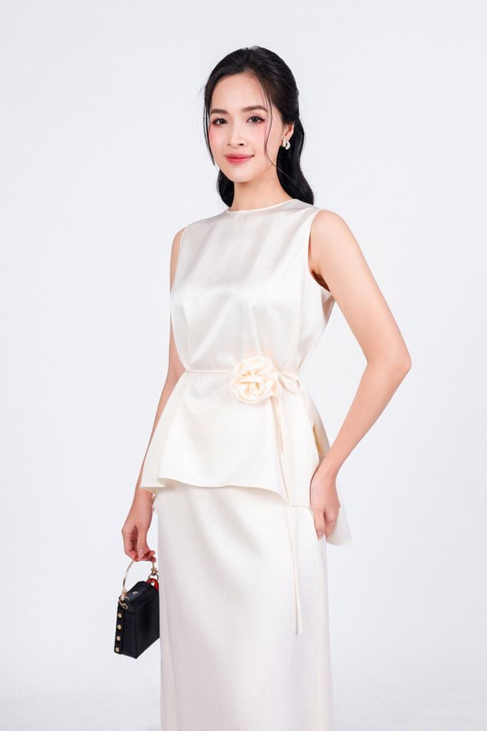 BJD13281 - Chân váy dài vải lụa dáng chữ A khoá thân sau - PANTIO