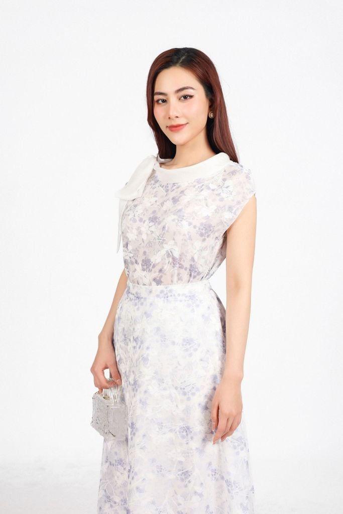 BJD13282 - Chân váy dạo phố vải voan hoa dáng suông cạp chun co giãn - PANTIO
