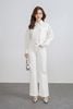 BAS13292 - Áo sơ mi kiểu vải thô kate dáng croptop cổ đức tay phối măng sec ngực áo có túi tạo kiểu - PANTIO