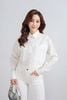 BAS13292 - Áo sơ mi kiểu vải thô kate dáng croptop cổ đức tay phối măng sec ngực áo có túi tạo kiểu - PANTIO