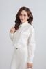BAS13292 - Áo sơ mi kiểu vải thô kate dáng croptop cổ đức tay phối măng sec ngực áo có túi tạo kiểu - PANTIO