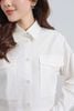 BAS13292 - Áo sơ mi kiểu vải thô kate dáng croptop cổ đức tay phối măng sec ngực áo có túi tạo kiểu - PANTIO