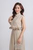 BAS13302 - Áo sơ mi kiểu vải tuyp xy dáng lửng cổ đức gấu áo phối viền nhún tạo kiểu cài khuy thân trước - PANTIO