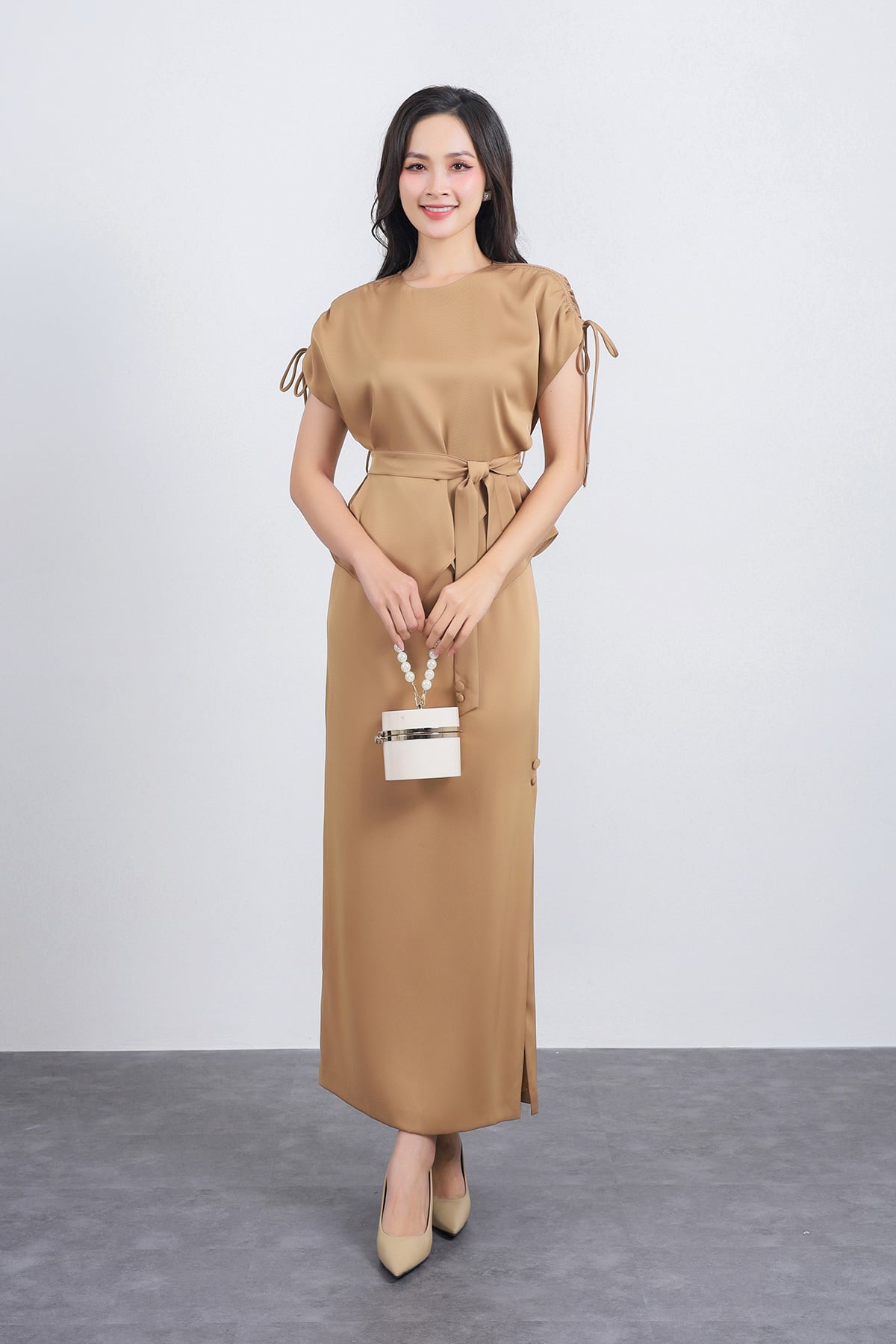 BJD13375 - Chân váy công sở vải tuytsi dáng suông dài xẻ tà thời trang - PANTIO