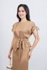 BAS13375 - Áo sơ mi công sở vải tuyp xy dáng suông cổ tròn vai chờm phối dây rút gấu áo vạt lệch tạo kiểu kèm dây đai - PANTIO