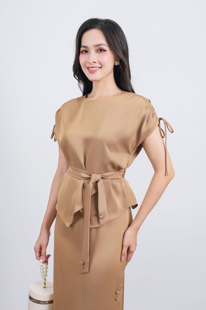 BJD13375 - Chân váy công sở vải tuyp xy dáng suông dài xẻ tà thời trang - PANTIO