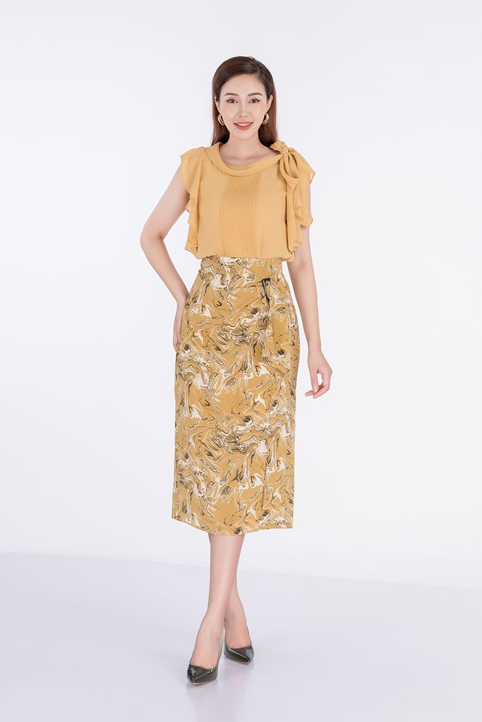 BAS32465 - Áo sơ mi kiểu chất liệu chiffon ngắn tay - PANTIO