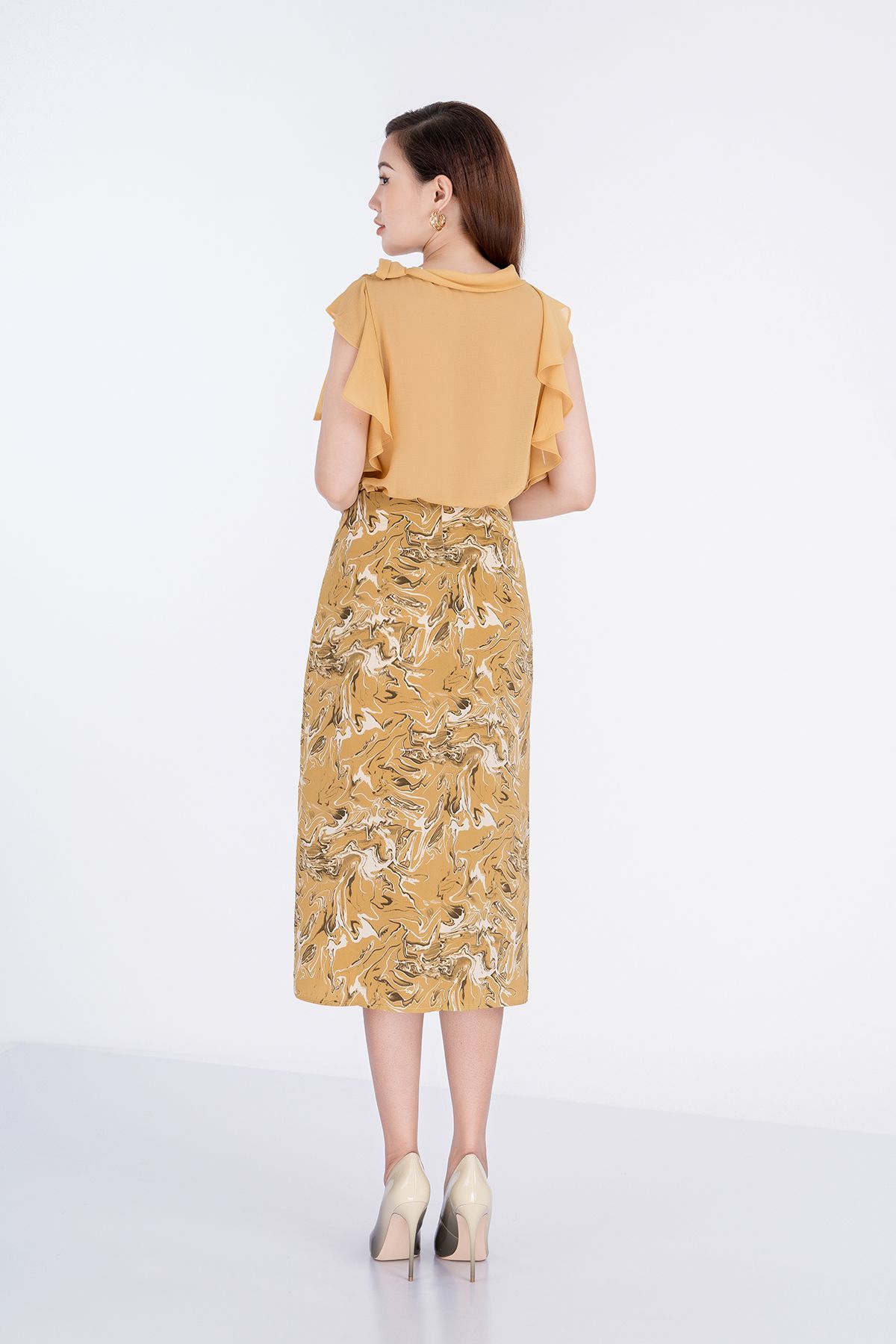 BAS32465 - Áo sơ mi kiểu chất liệu chiffon ngắn tay - PANTIO