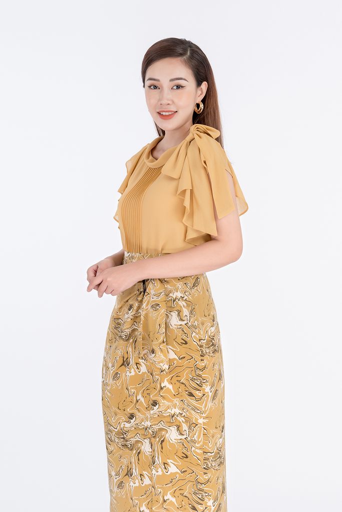 BAS32465 - Áo sơ mi kiểu chất liệu chiffon ngắn tay - PANTIO