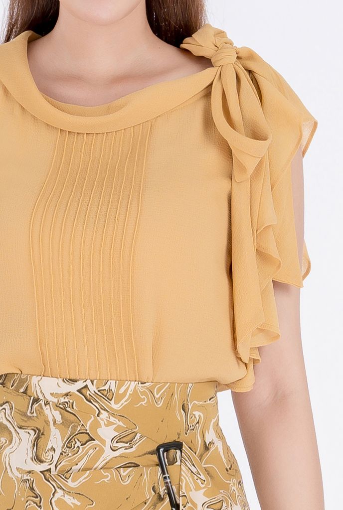 BAS32465 - Áo sơ mi kiểu chất liệu chiffon ngắn tay - PANTIO