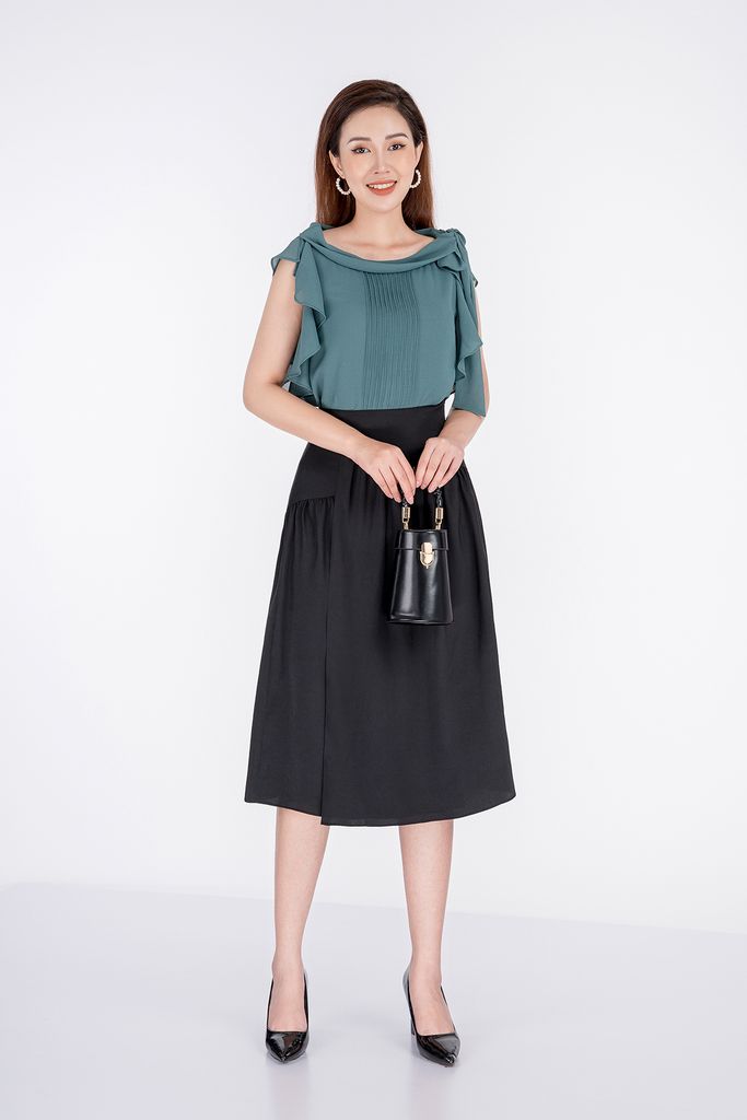 BAS32465 - Áo sơ mi kiểu chất liệu chiffon ngắn tay - PANTIO