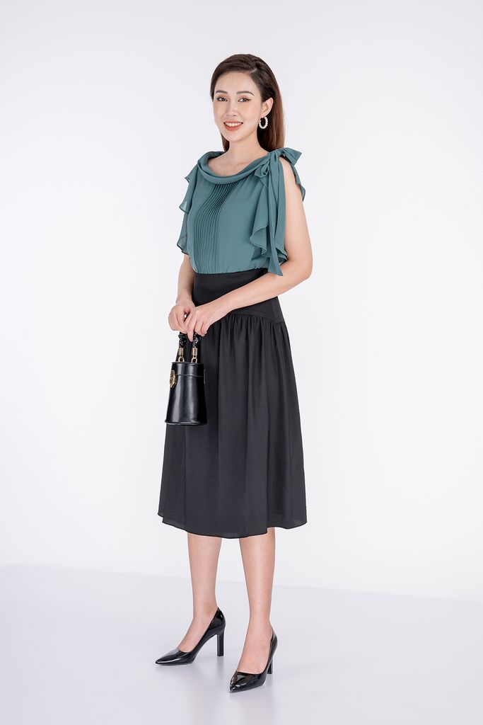 BAS32465 - Áo sơ mi kiểu chất liệu chiffon ngắn tay - PANTIO