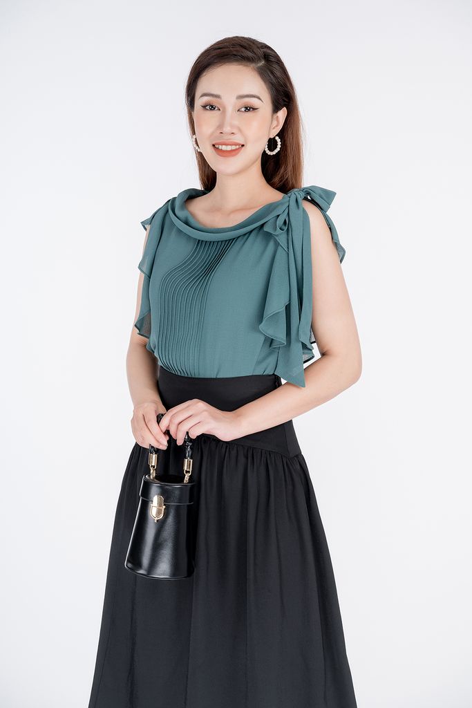 BAS32465 - Áo sơ mi kiểu chất liệu chiffon ngắn tay - PANTIO