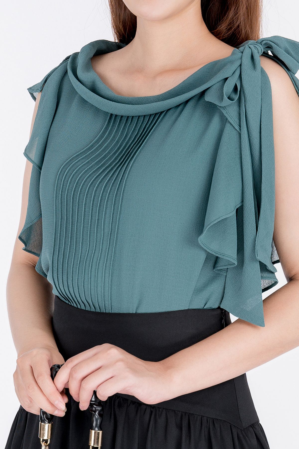 BAS32465 - Áo sơ mi kiểu chất liệu chiffon ngắn tay - PANTIO