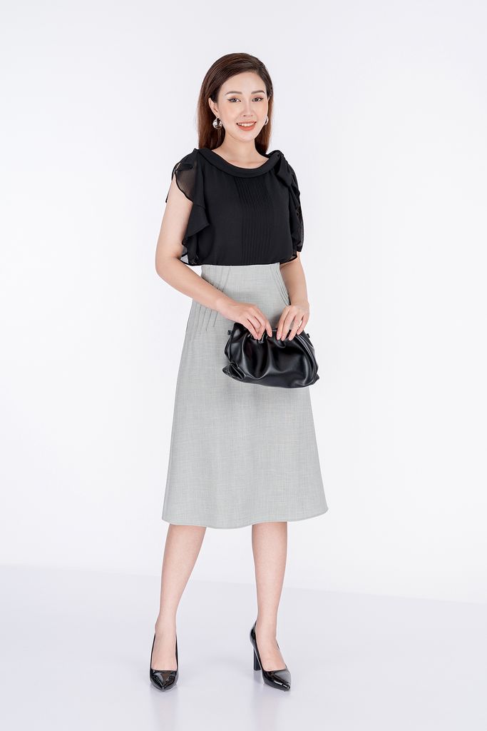 BAS32465 - Áo sơ mi kiểu chất liệu chiffon ngắn tay - PANTIO