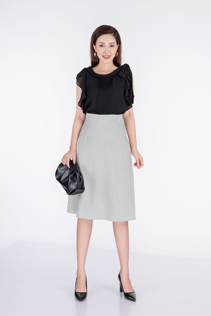 BAS32465 - Áo sơ mi kiểu chất liệu chiffon ngắn tay - PANTIO