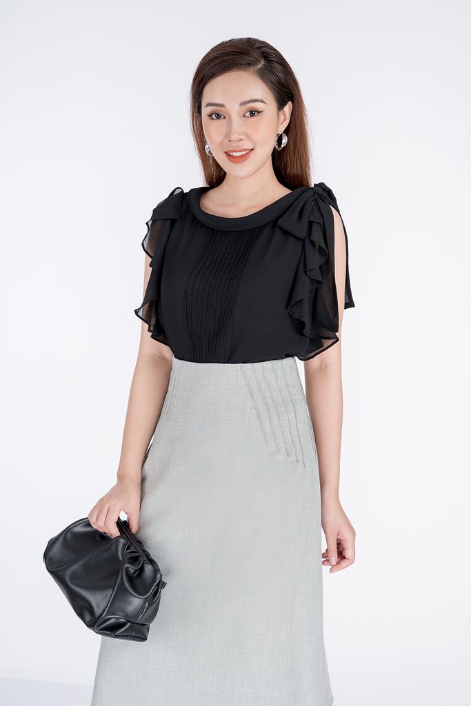 BAS32465 - Áo sơ mi kiểu chất liệu chiffon ngắn tay - PANTIO