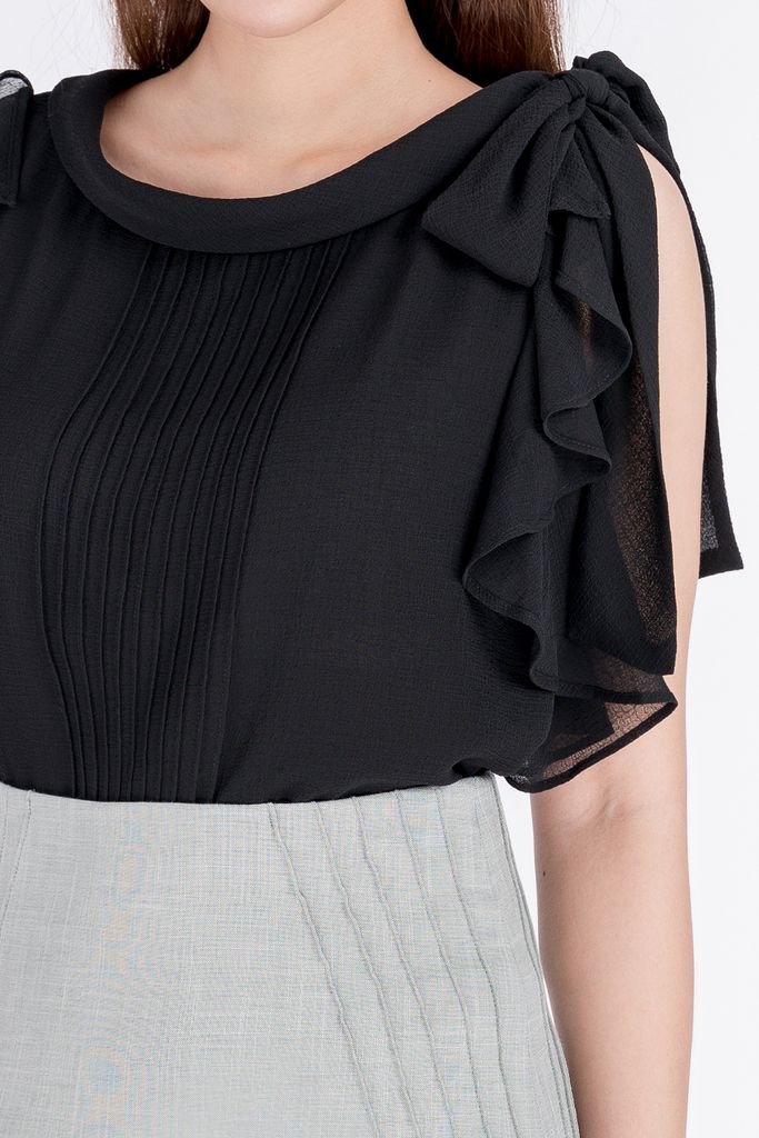 BAS32465 - Áo sơ mi kiểu chất liệu chiffon ngắn tay - PANTIO