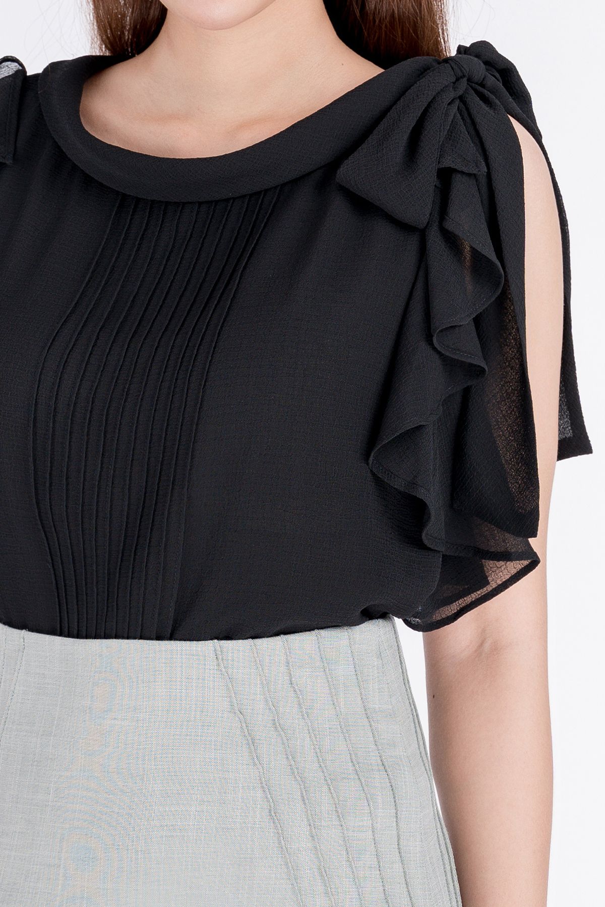 BAS32465 - Áo sơ mi kiểu chất liệu chiffon ngắn tay - PANTIO