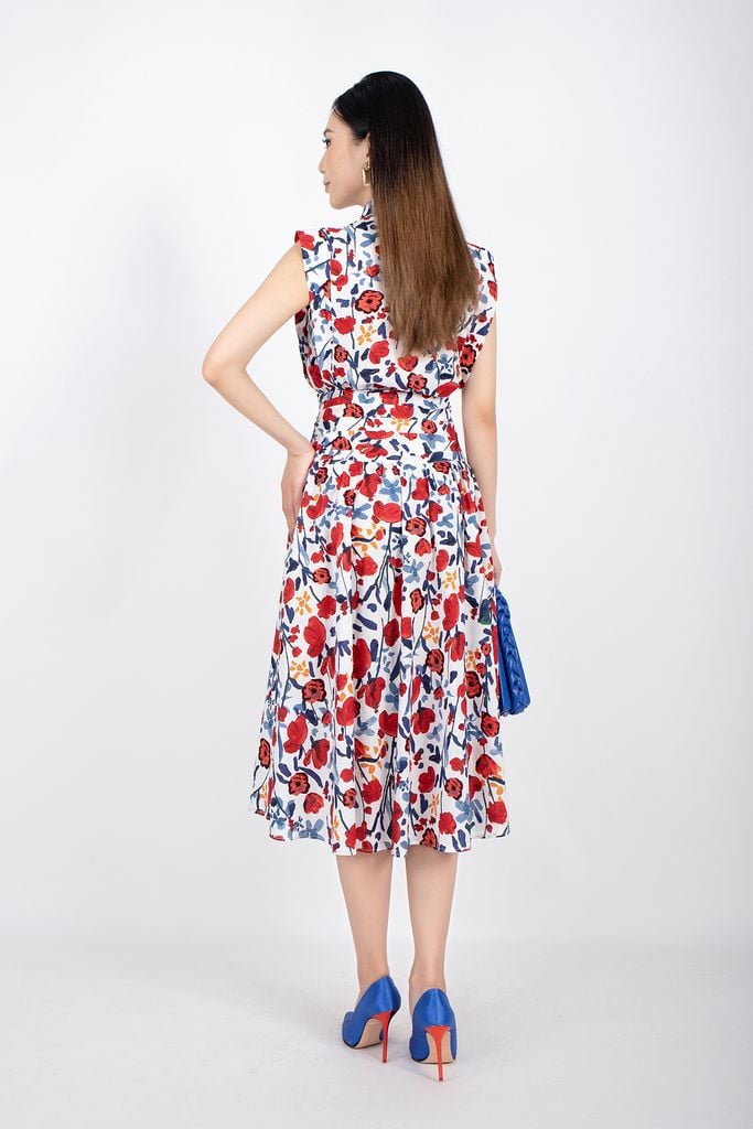 BJD32644 - Chân váy midi vải thô dáng Xoè xếp ly cạp rời khóa sau - PANTIO