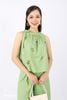 BAS32775 - Áo kiểu dạo phố vải linen dáng A cổ nhún phối nơ thân trang trí hình thêu - tỷ lệ kèo 8899