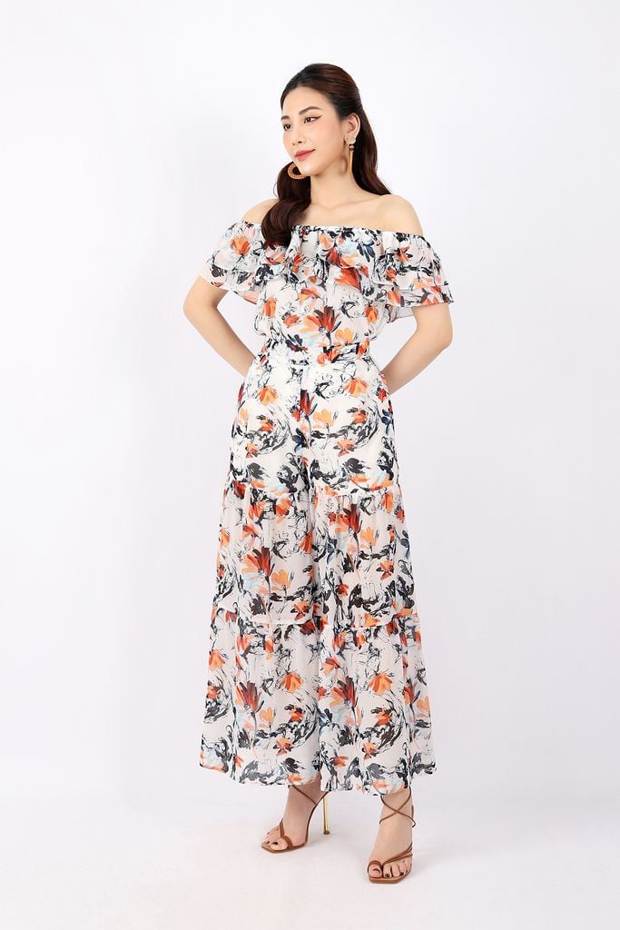 BQD32805 - Quần dạo phố vải chiffon dáng Xoè ống to rút nhún khóa thân sau - PANTIO