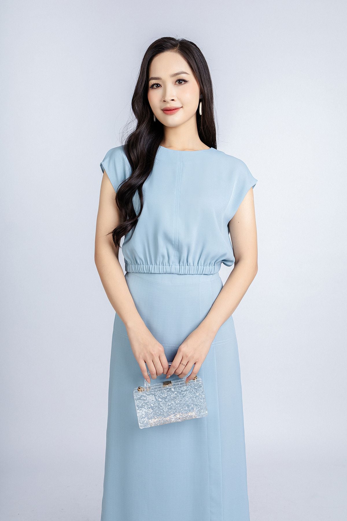 BQL33029 - Quần công sở vải thô đũi dáng suông thân trước phối vạt lệch giả váy ống rộng khoá thân sau - PANTIO