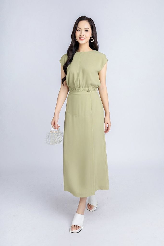 BQL33029 - Quần công sở vải thô đũi dáng suông thân trước phối vạt lệch giả váy ống rộng khoá thân sau - PANTIO