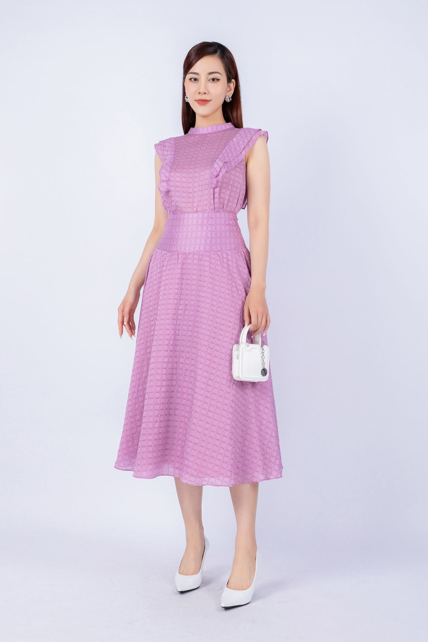 BJD33042 - Chân váy dạo phố vải thô mỏng dáng xoè có lót vải habutai cạp liền nối hông khoá thân sau - PANTIO