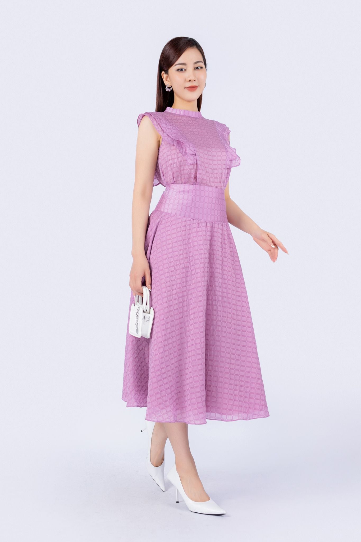 BJD33042 - Chân váy dạo phố vải thô mỏng dáng xoè có lót vải habutai cạp liền nối hông khoá thân sau - PANTIO