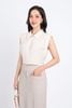 BAS33059 - Áo sơ mi công sở vải tơ dáng croptop cổ đức tay chờm vai xếp ly tạo kiểu cạp chun - PANTIO