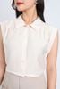 BAS33059 - Áo sơ mi công sở vải tơ dáng croptop cổ đức tay chờm vai xếp ly tạo kiểu cạp chun - PANTIO
