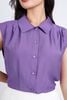 BAS33059 - Áo sơ mi công sở vải tơ dáng croptop cổ đức tay chờm vai xếp ly tạo kiểu cạp chun - PANTIO