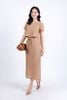 BAS33060 - Áo kiểu dạo phố vải len hai lớp phối vải ren lưới tạo kiểu dáng croptop cổ tròn tay cộc - PANTIO