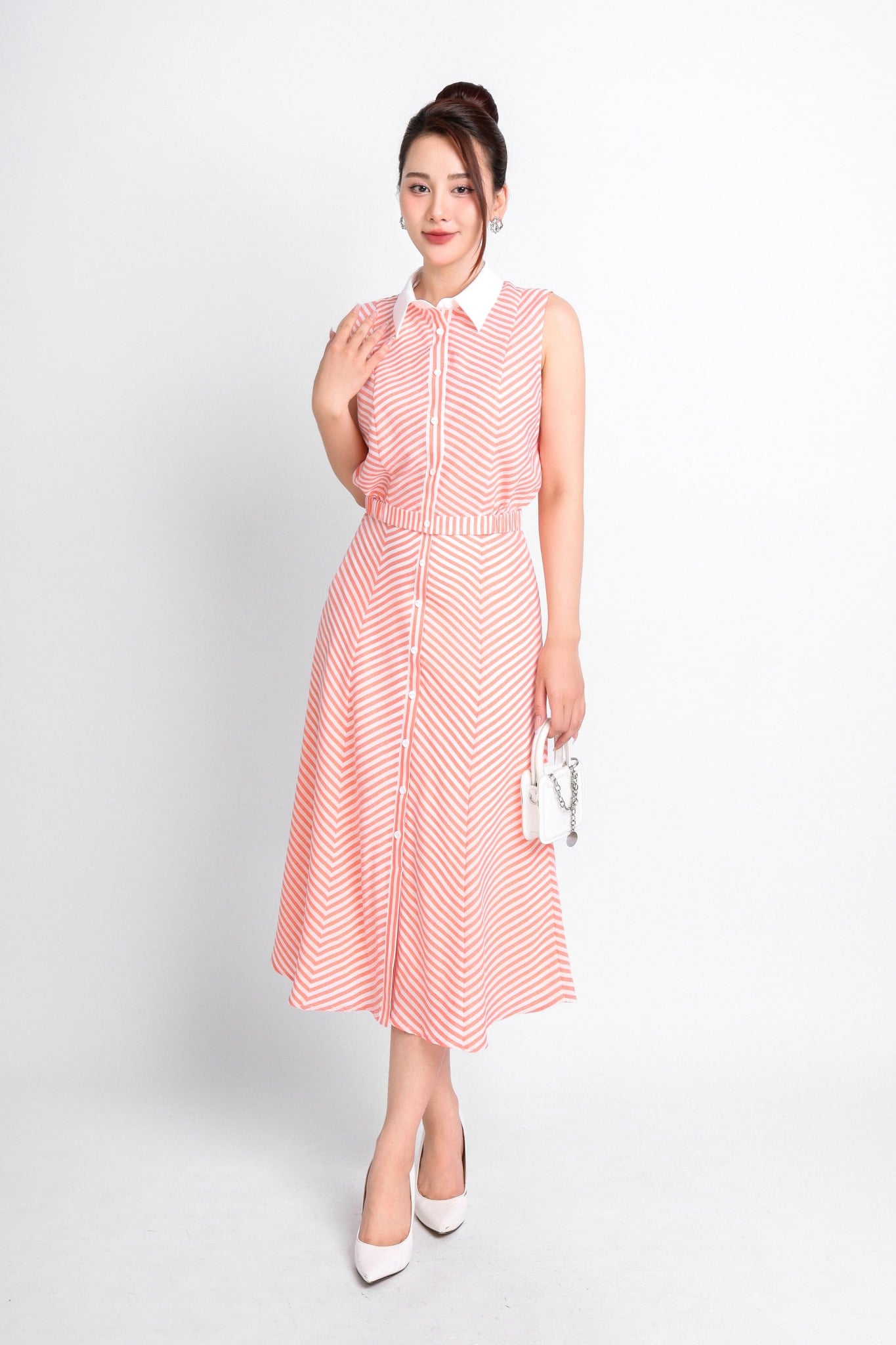 BAS33065 - Áo kiểu công sở vải thô dáng suông cổ đức phối vải khác màu gấu bo chun tạo kiểu - PANTIO