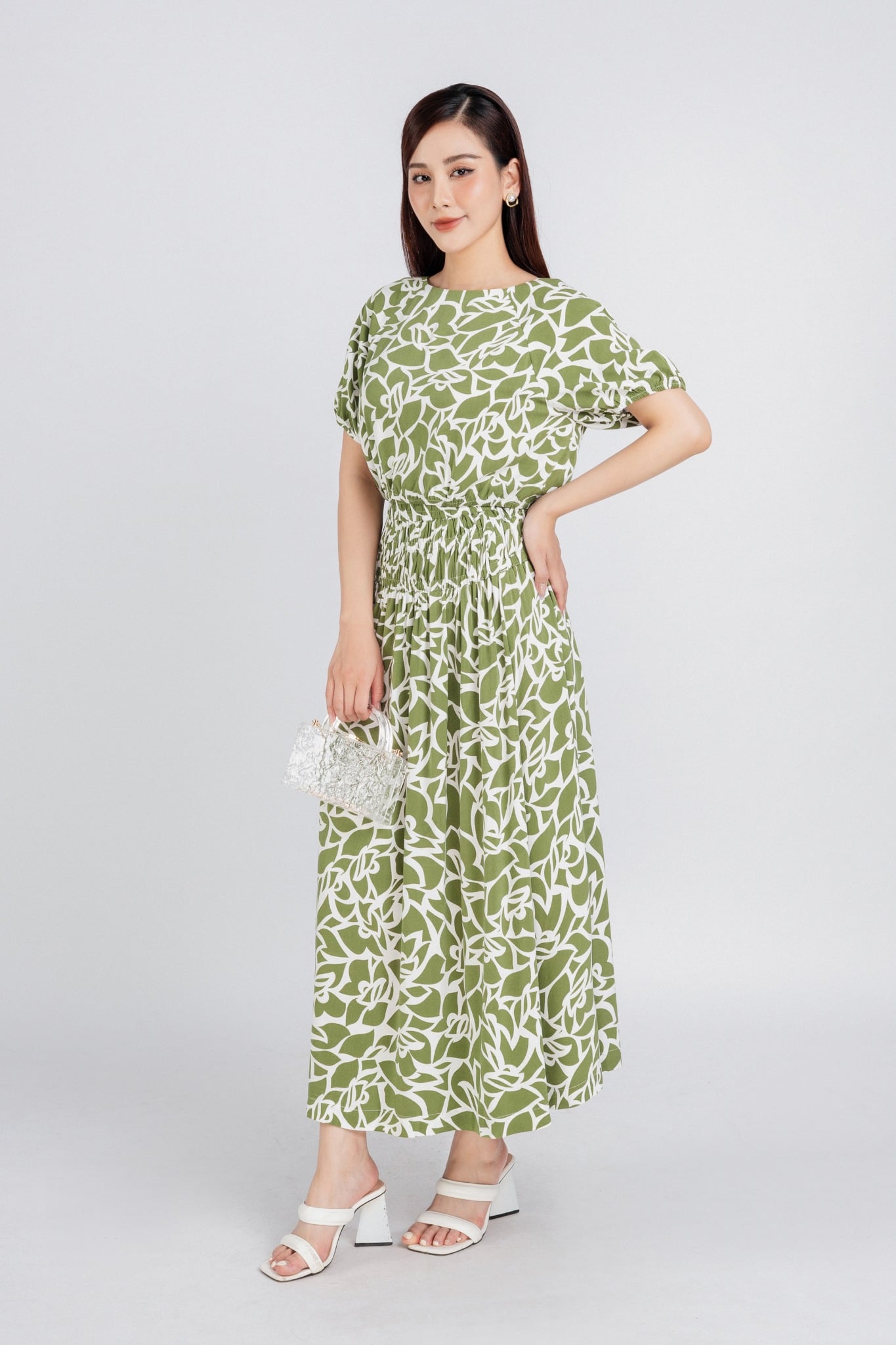 BJD33078 - Chân váy dạo phố dáng suông dài bo chun eo tạo kiểu - PANTIO