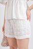 BQN33111 - Quần short kiểu dạo phố vải thô hai lớp lót habutai hoạ tiết kẻ vuông - PANTIO