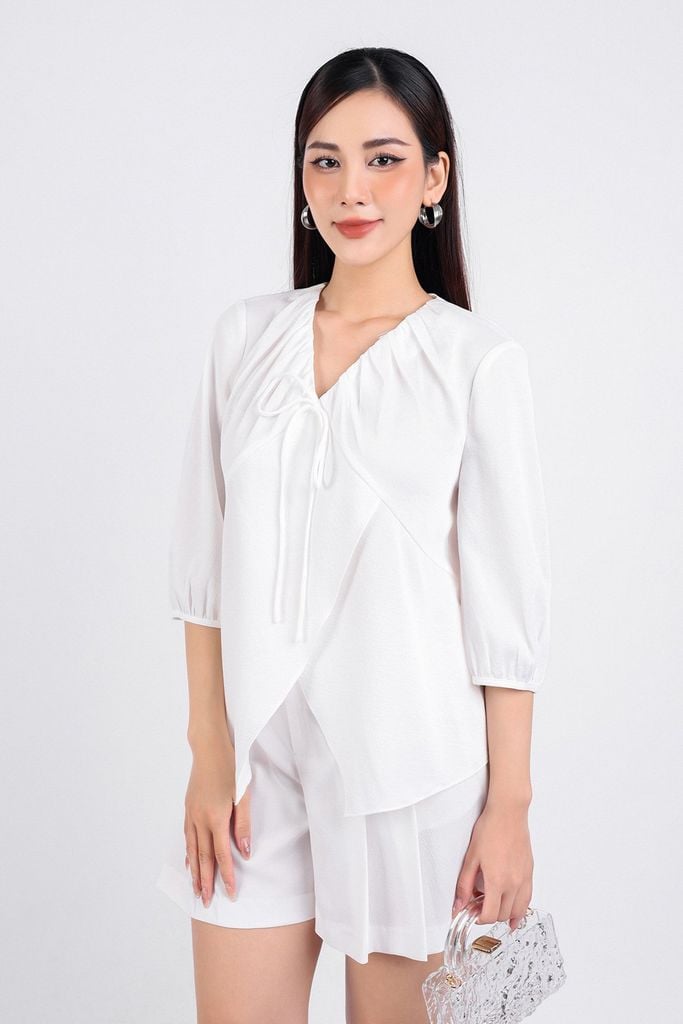 BQN33121 - Quần short dạo phố vải lụa dày thân xếp ly xoè nhẹ khoá thân trước - PANTIO