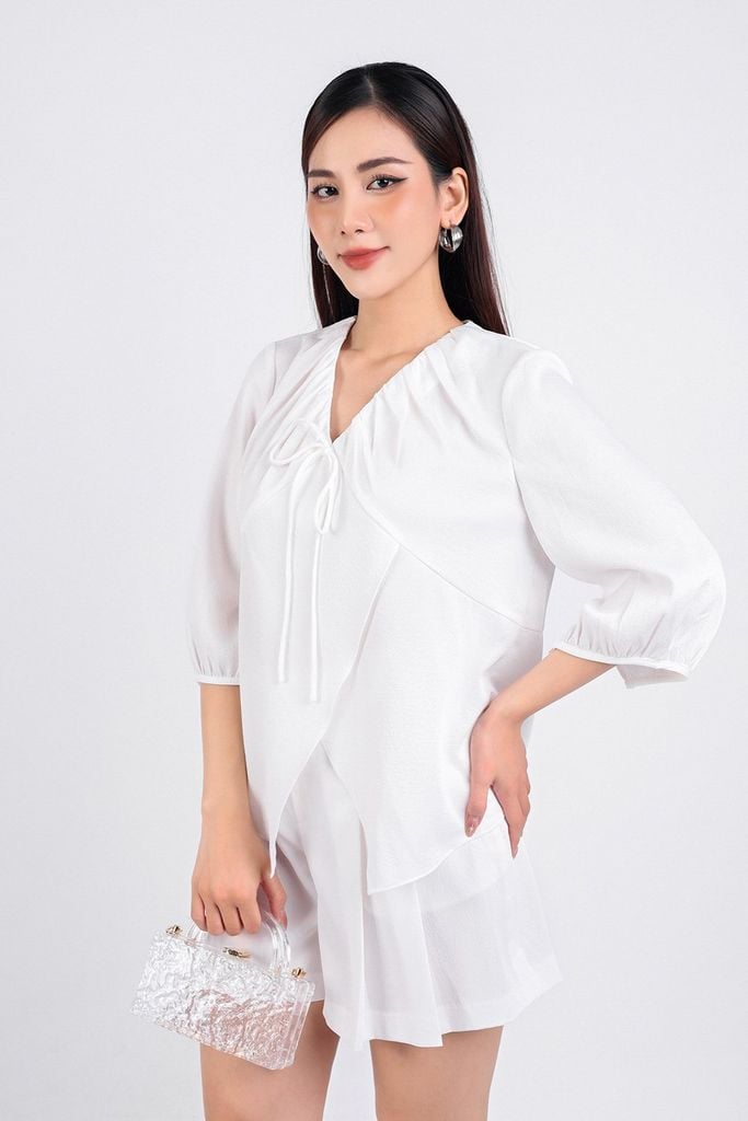 BQN33121 - Quần short dạo phố vải lụa dày thân xếp ly xoè nhẹ khoá thân trước - PANTIO