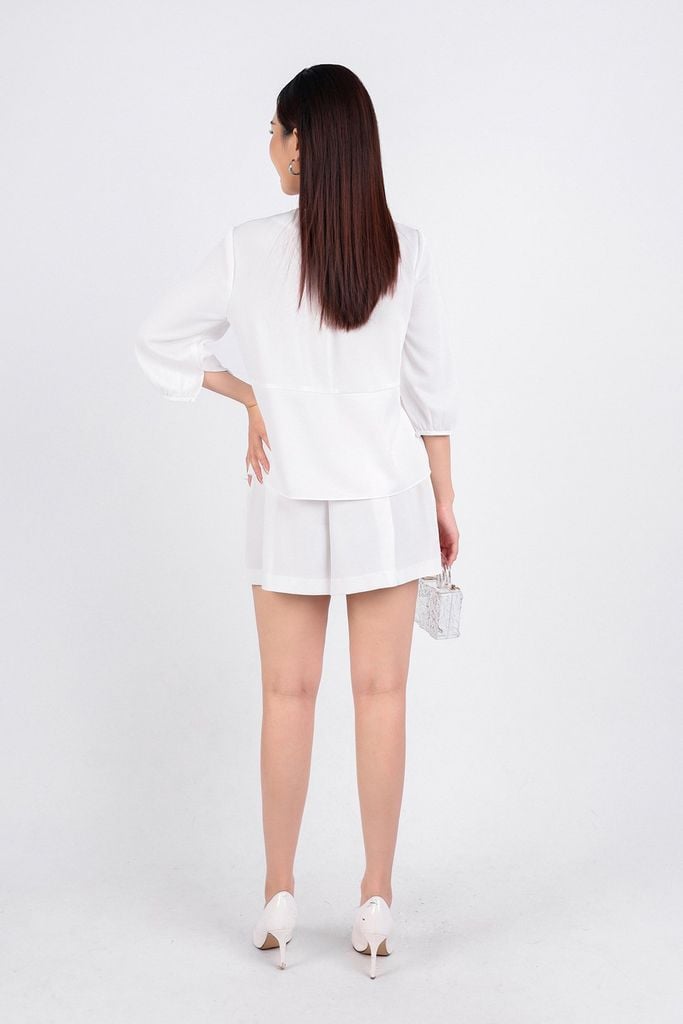 BQN33121 - Quần short dạo phố vải lụa dày thân xếp ly xoè nhẹ khoá thân trước - PANTIO