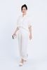 BQD33134 - Quần dài dạo phố vải Linen dáng suông gấu quần phối ren hoa tạo kiểu khóa thân trước - PANTIO