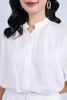 BAS33134 - Áo kiểu dạo phố vải Linen dáng suông cổ tàu phối ren tạo kiểu tay loe - PANTIO