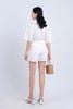 BQN33134 - Quần short dạo phố vải Linen hai lớp lót habutai gấu quần phối ren hoa trang trí cạp sau bo chun khoá thân trước - PANTIO
