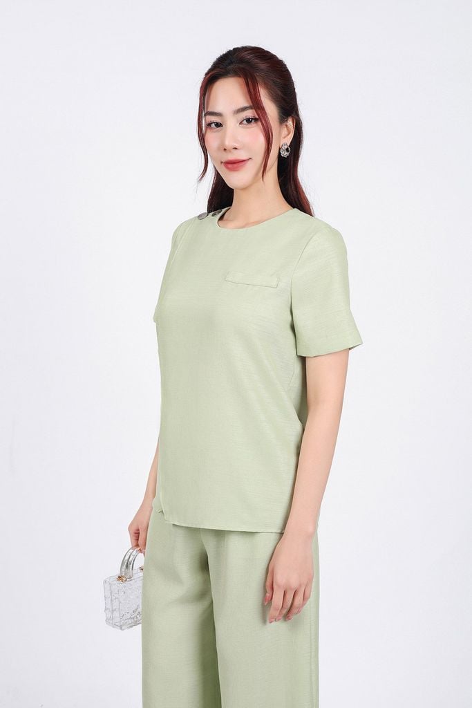 BQD33142 - Quần dài dạo phố vải thô đũi dáng suông ống đứng cạp chun co giãn - PANTIO