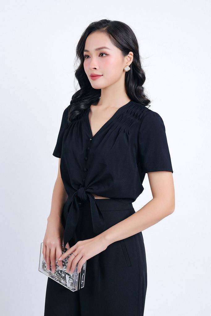 BQD33096 - Quần công sở vải tuyp xy dáng suông dài ống rộng khoá thân trước - PANTIO